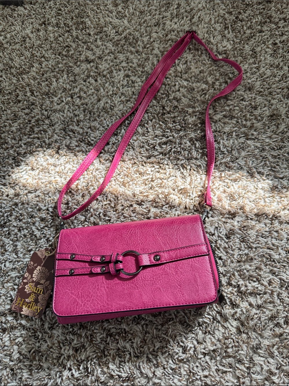 Vera Bradley Fuchsia Crossbody Bag with Ring Accent